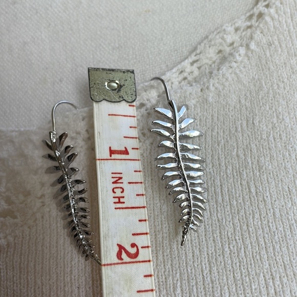 Silver leaf earrings 2” drop - Picture 4 of 13